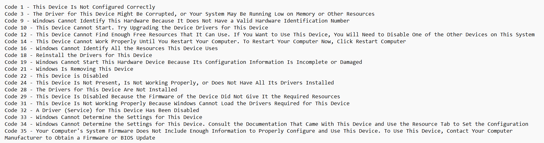device-manager-error-codes